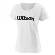 Женская футболка Wilson UWII Script Tech Tee (White/Black) для большого тенниса